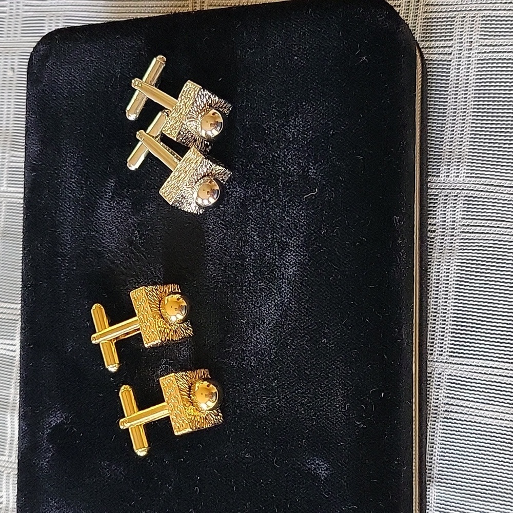 Two Pairs of Cufflinks Goldtone and Silvertone